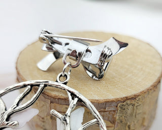 Family Birthstone Brooch: Silver Tree of Life Pin with Recycled Paper Butterflies