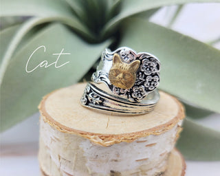 Silver Spoon Ring: Floral Brass Charm Ring