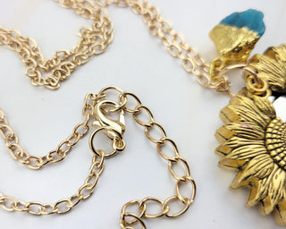 Birthstone Sunflower Necklace: Gold Pendant with Hidden Affirmation