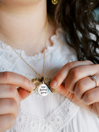 Birthstone Sunflower Necklace: Gold Pendant with Hidden Affirmation