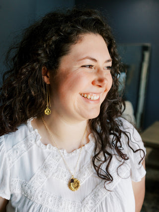 Birthstone Sunflower Necklace: Gold Pendant with Hidden Affirmation