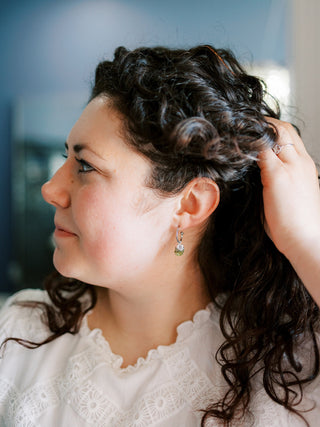 Raw Birthstone Hoop Earrings: Stainless Steel Dangle Hoops