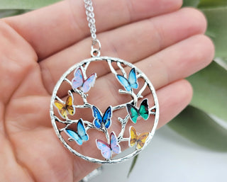 Birthstone Butterfly Necklace: Personalized Tree of Life Pendant
