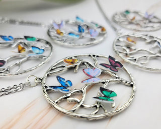 Birthstone Butterfly Necklace: Personalized Tree of Life Pendant