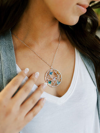 Birthstone Butterfly Necklace: Personalized Tree of Life Pendant