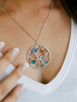 Birthstone Butterfly Necklace: Personalized Tree of Life Pendant