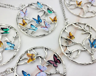Birthstone Butterfly Necklace: Personalized Tree of Life Pendant