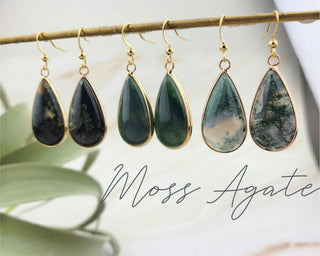 Teardrop Gemstone Earrings: Labradorite, Moss Agate, Amazonite