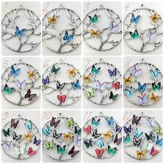 Butterfly Birthstone Family Tree Necklace: Silver Mom Jewelry