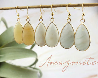 Teardrop Gemstone Earrings: Labradorite, Moss Agate, Amazonite