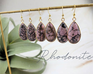 Teardrop Gemstone Earrings: Labradorite, Moss Agate, Amazonite