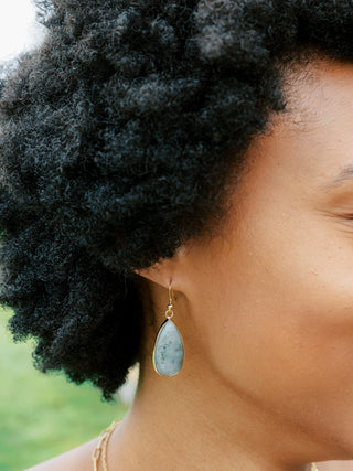 Teardrop Labradorite Earrings: Gold Bezel, Stainless Steel Hooks