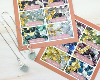 Birthstone Gemstone Chain Earrings: Sterling Silver Threaders