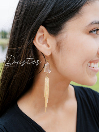 Gold Formal Earrings - Duster Earrings - Monstera Art Deco - Wedding Bridal Jewelry