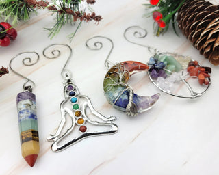 1pcs/4pcs Chakra Stones Ornaments - Mindfulness Gift - Rainbow Gemstone Ornaments - Christmas Tree Decorations