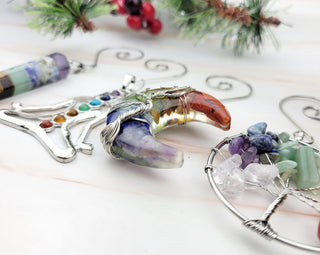 Chakra Ornament Set: Silver Reiki Yoga Christmas Decor