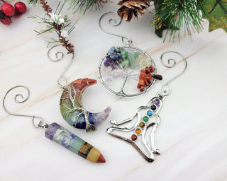 Chakra Ornament Set: Silver Reiki Yoga Christmas Decor