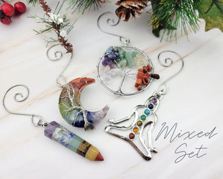 1pcs/4pcs Chakra Stones Ornaments - Mindfulness Gift - Rainbow Gemstone Ornaments - Christmas Tree Decorations