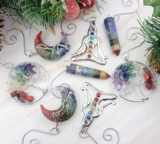 Chakra Ornament Set: Silver Reiki Yoga Christmas Decor