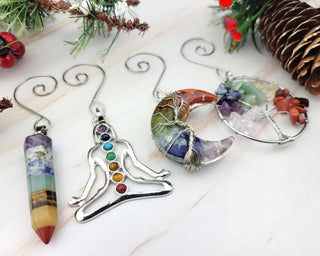 Chakra Ornament Set: Silver Reiki Yoga Christmas Decor