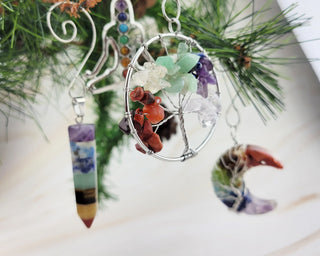 Chakra Ornament Set: Silver Reiki Yoga Christmas Decor