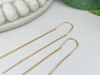 Rose Quartz Arrowhead Threader Earrings: Gold or Silver