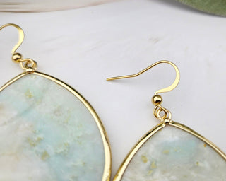 Large Amazonite Earrings - Natural Gemstone Teardrop Earrings - Mint Teal Healing Crystal Jewelry