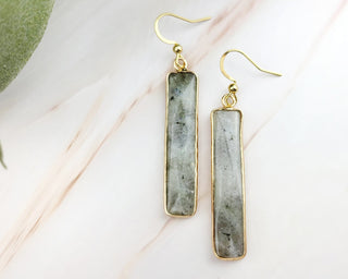 Labradorite Earrings - Mindfulness Gift - Bar Earrings - Crystal Jewelry - 004