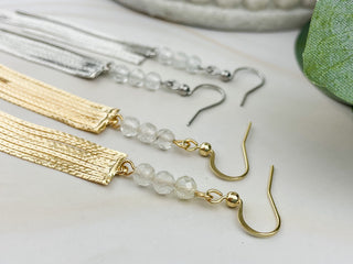 Clear Quartz Waterfall Earrings: Long Chain Tassel Boho Jewelry