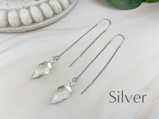 Clear Quartz Arrowhead Earrings: Gold Silver Threader Earrings