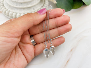 Clear Quartz Arrowhead Earrings: Gold Silver Threader Earrings