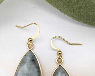 Teardrop Labradorite Earrings: Gold Bezel, Stainless Steel Hooks