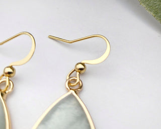 Amazonite Earrings - Natural Gemstone Jewelry - Positive Affirmation Card Included - Tear Drop Stone Crystal Gift