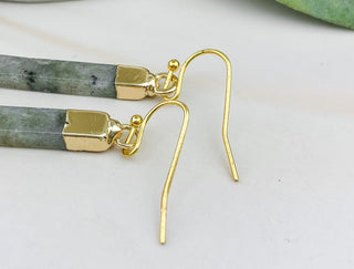 Labradorite Bar Earrings: Gold Stainless Steel, Transformation Crystal