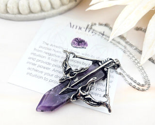 Bow and Arrow Necklace-Amethyst Archery Pendant - Archer Gift - Gemstone Necklace (018)