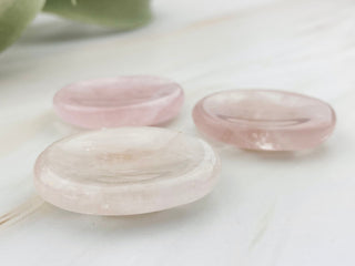 Rose Quartz Worry Stone: Gold Moon Engraved Palm Stone