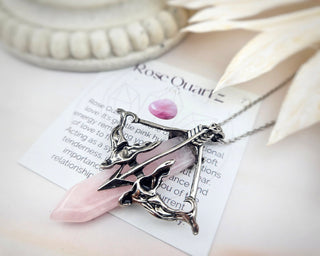 Rose Quartz Bow and Arrow Necklace: Stainless Steel Archery Jewelry