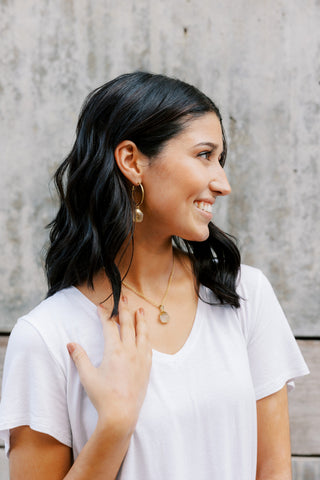 Citrine Hoop Earrings: Natural Gemstone, Stainless Steel, Hypoallergenic