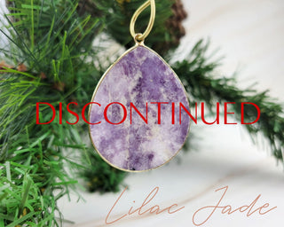 Natural Gemstone Crystal Ornament Set - Lavender Jade - Agate Slice Ornaments