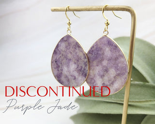 Teardrop Gemstone Dangle Earrings: Natural Agate, Moss Agate, Lavender Jade