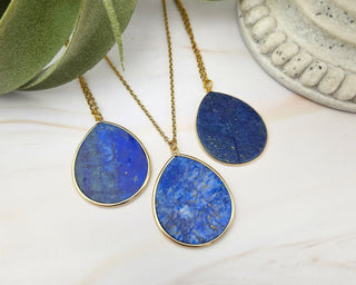 Flat Teardrop Necklace - Lapis Lazuli / Expression