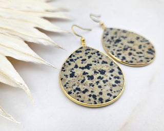 Flat Teardrop Earrings - Dalmatian Jasper / Inner-Child Connection