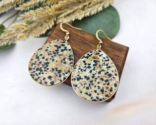 Flat Teardrop Earrings - Dalmatian Jasper / Inner-Child Connection