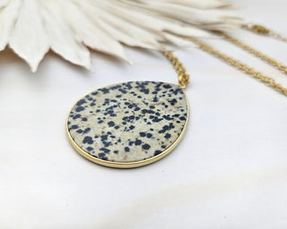 Dalmatian Jasper Necklace - Tear Drop Necklace - Natural Gemstone Pendant