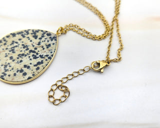 Flat Teardrop Necklace - Dalmatian Jasper / Inner-Child Connection