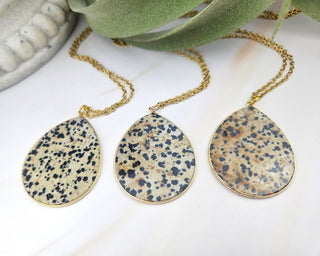 Flat Teardrop Necklace - Dalmatian Jasper / Inner-Child Connection