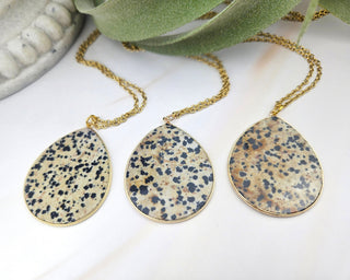 Dalmatian Jasper Necklace - Tear Drop Necklace - Natural Gemstone Pendant