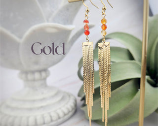 Carnelian Tassel Earrings: Gemstone Fringe, Stainless Steel Hooks