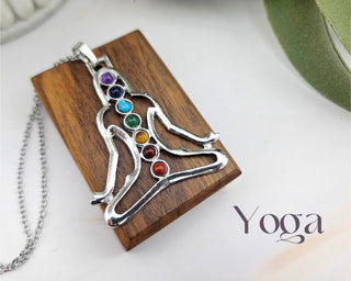 7 Chakra Stone Necklace: Stainless Steel Healing Crystal Pendant