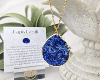 Flat Teardrop Necklace - Lapis Lazuli / Expression